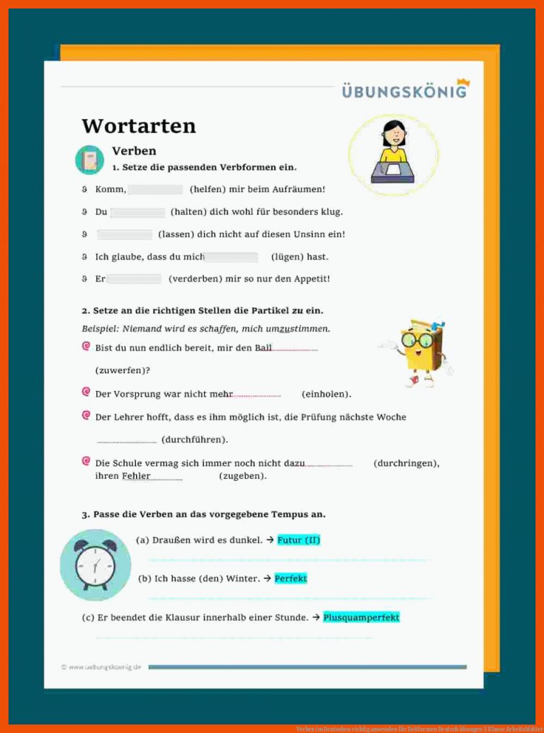 Verben im Deutschen richtig anwenden für zeitformen deutsch übungen 5 klasse arbeitsblätter
