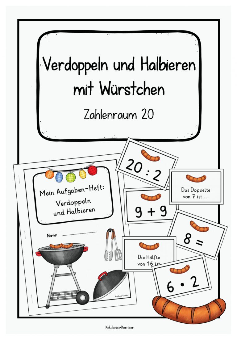 Verdoppeln Und Halbieren Mit Würstchen Im Zahlenraum 20 Fuer Verdoppeln Halbieren Zahlenraum 20 Arbeitsblatt