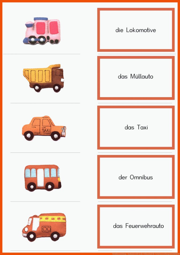Verkehrserziehung - Sachunterricht In Der Volksschule Fuer Verkehrserziehung Arbeitsblätter