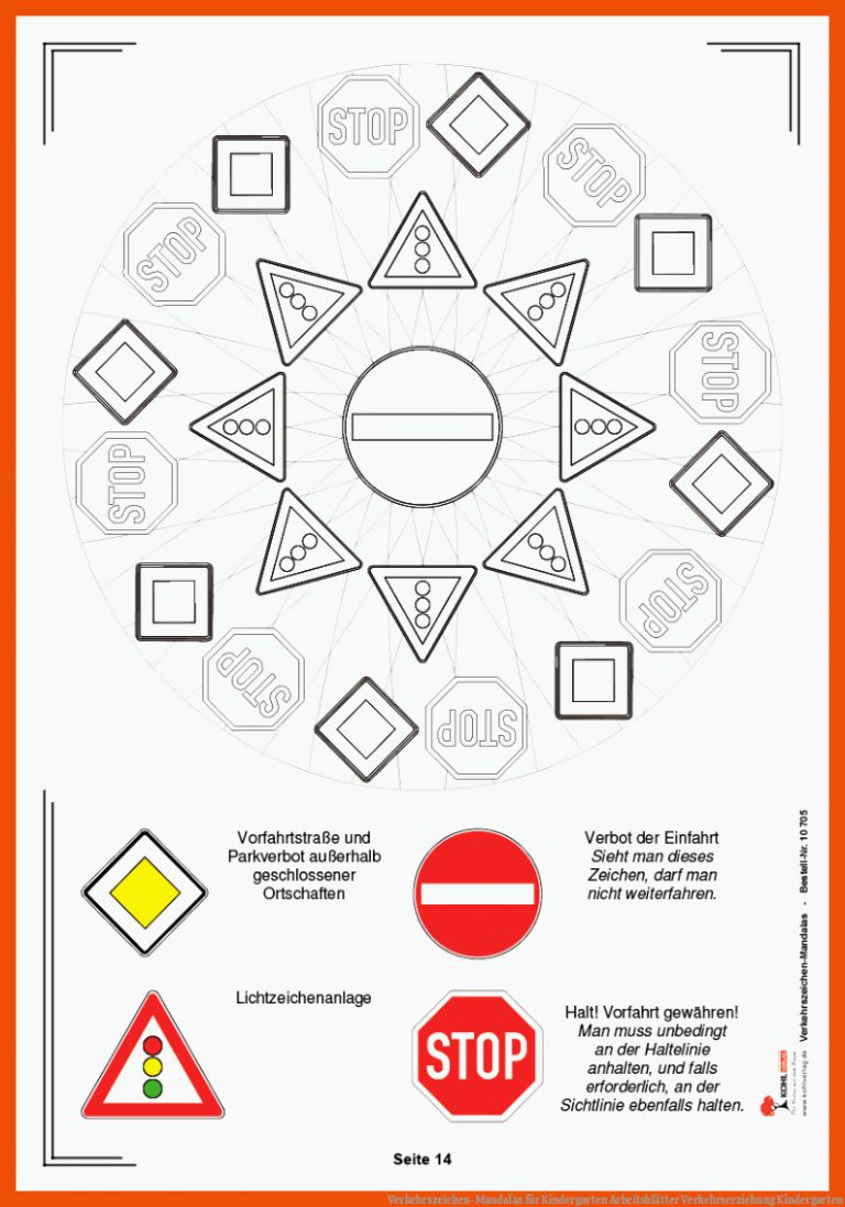 Verkehrszeichen-Mandalas für kindergarten arbeitsblätter verkehrserziehung kindergarten
