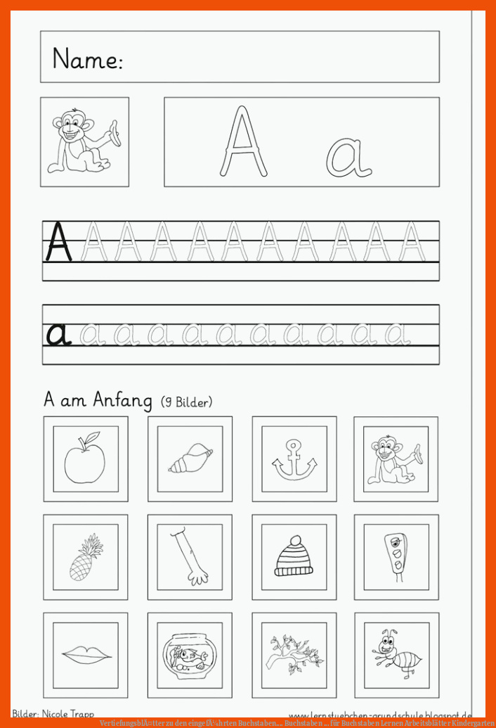 VertiefungsblÃ¤tter Zu Den EingefÃ¼hrten Buchstaben.... Buchstaben ... Fuer Buchstaben Lernen Arbeitsblätter Kindergarten