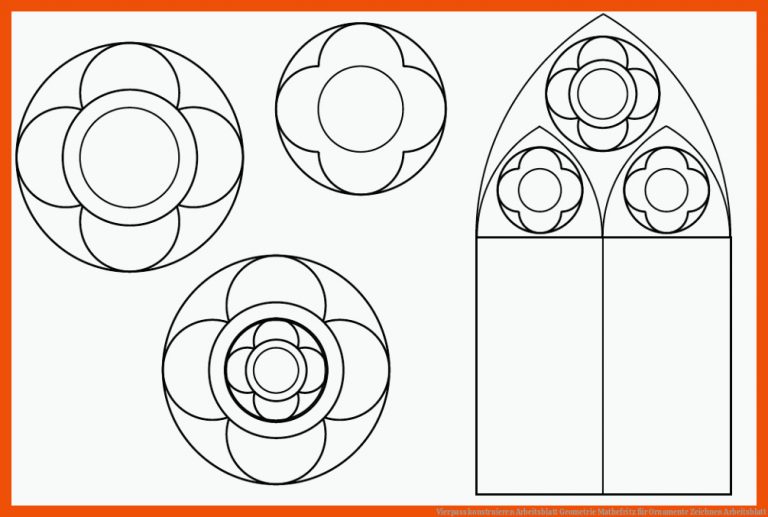 Vierpass konstruieren | Arbeitsblatt Geometrie Mathefritz für ornamente zeichnen arbeitsblatt