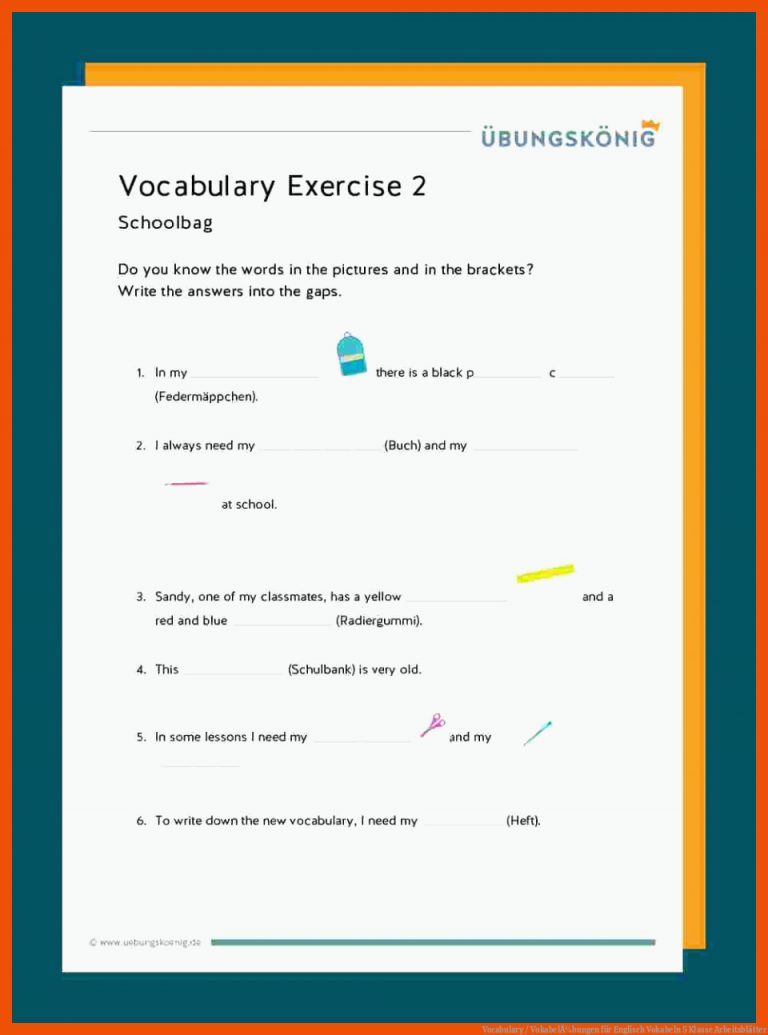 Vocabulary / VokabelÃ¼bungen für englisch vokabeln 5 klasse arbeitsblätter