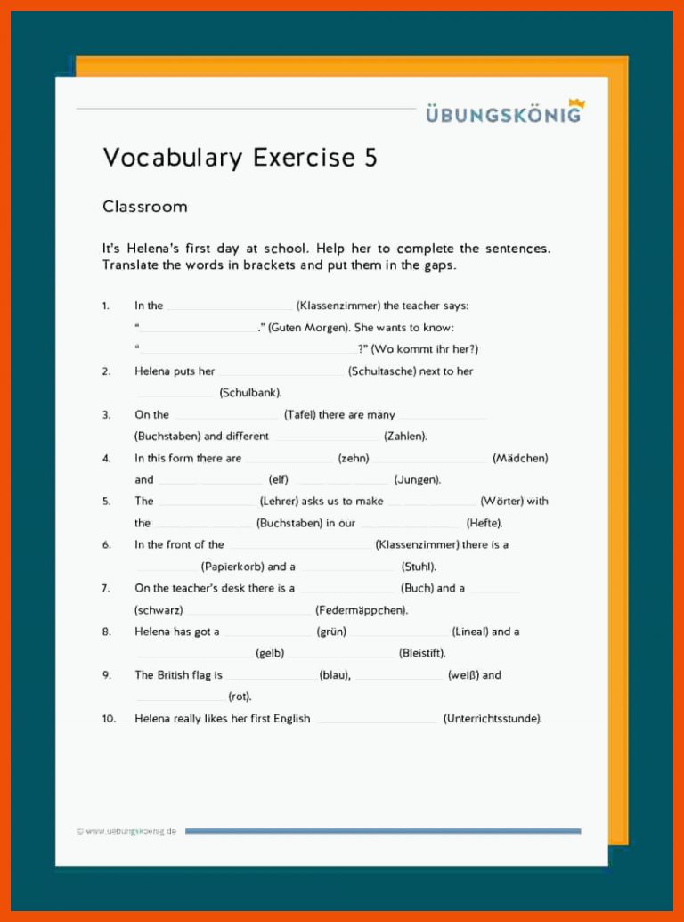 Vocabulary / VokabelÃ¼bungen für englisch vokabeln 5 klasse arbeitsblätter