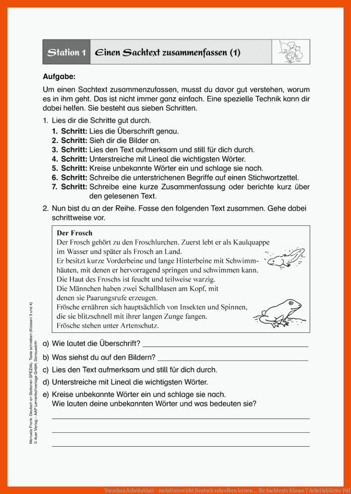 Vorschau Arbeitsblatt - meinUnterricht | Deutsch schreiben lernen ... für sachtexte klasse 7 arbeitsblätter pdf
