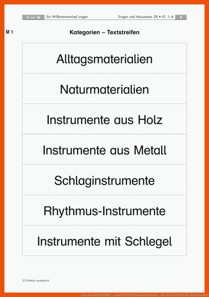 Vorschau Arbeitsblatt - meinUnterricht | Musikunterricht ... für arbeitsblätter metall kostenlos