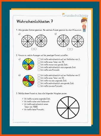 12 Wahrscheinlichkeitsrechnung Klasse 3 Arbeitsblätter