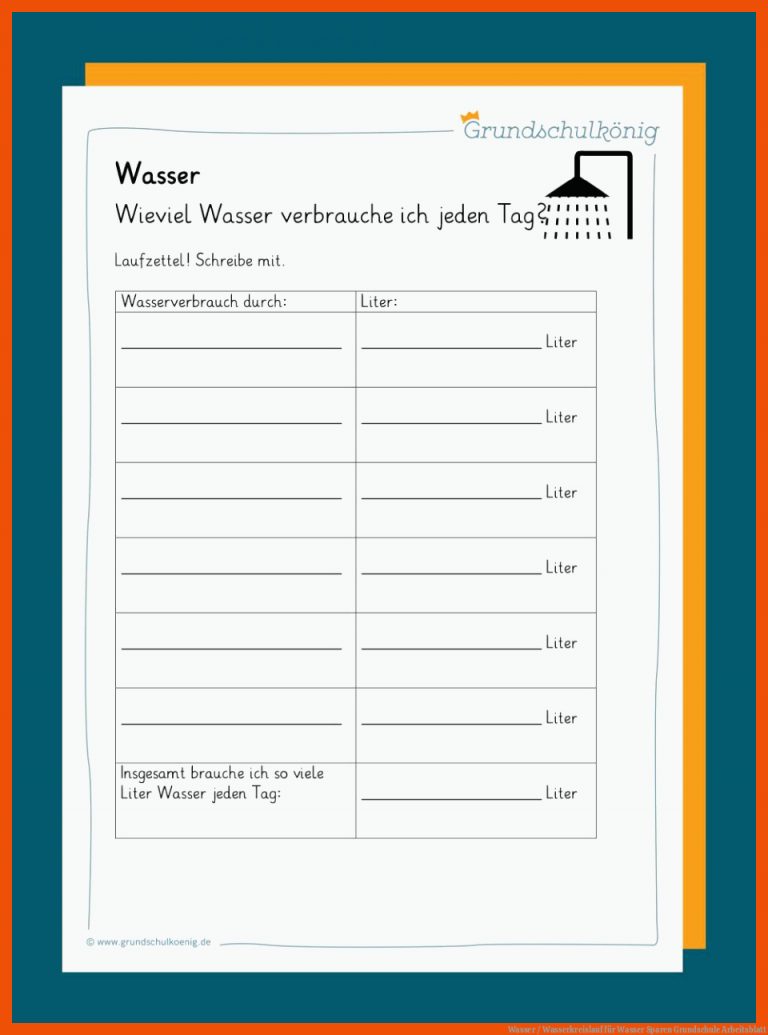 Wasser / Wasserkreislauf Fuer Wasser Sparen Grundschule Arbeitsblatt
