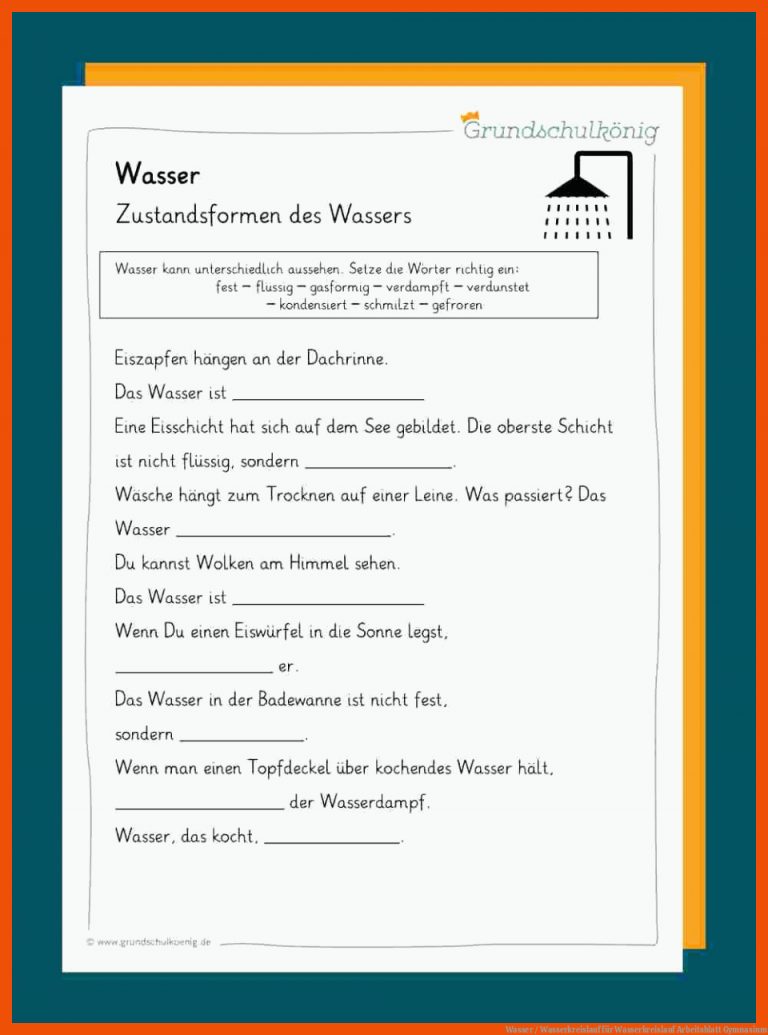 Wasser / Wasserkreislauf für wasserkreislauf arbeitsblatt gymnasium