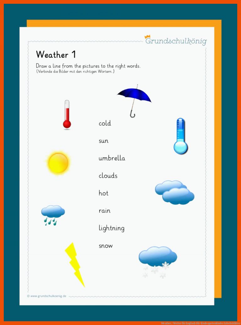 Weather / Wetter für englisch für kindergartenkinder arbeitsblätter
