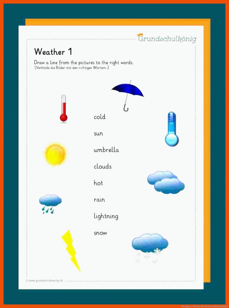 Weather / Wetter für wetter arbeitsblätter