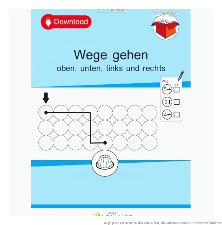 Wege gehen (oben, unten, links und rechts) für Zahlenverständnis Fördern Arbeitsblätter