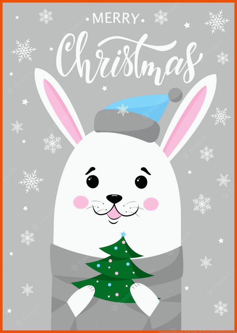 Weihnachts-kaninchen-poster-design | Premium-Vektor für arbeitsblatt eichhörnchen beschriften
