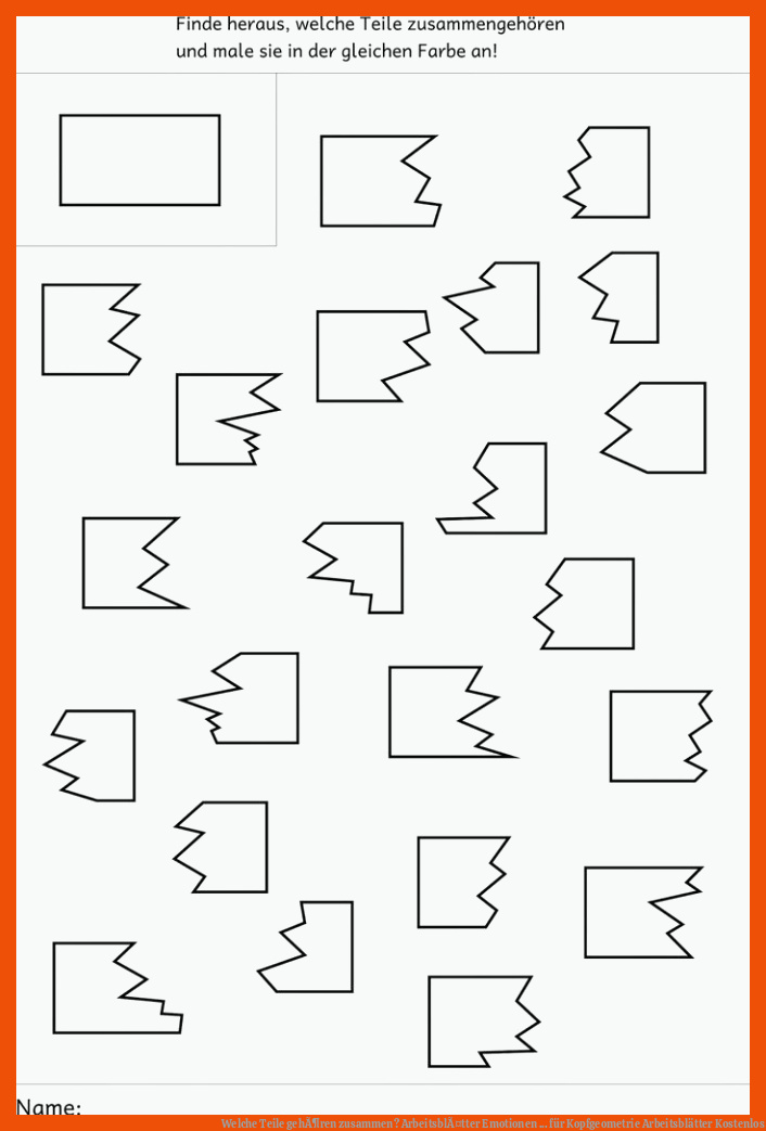 Welche Teile gehÃ¶ren zusammen? ArbeitsblÃ¤tter | Emotionen ... für kopfgeometrie arbeitsblätter kostenlos