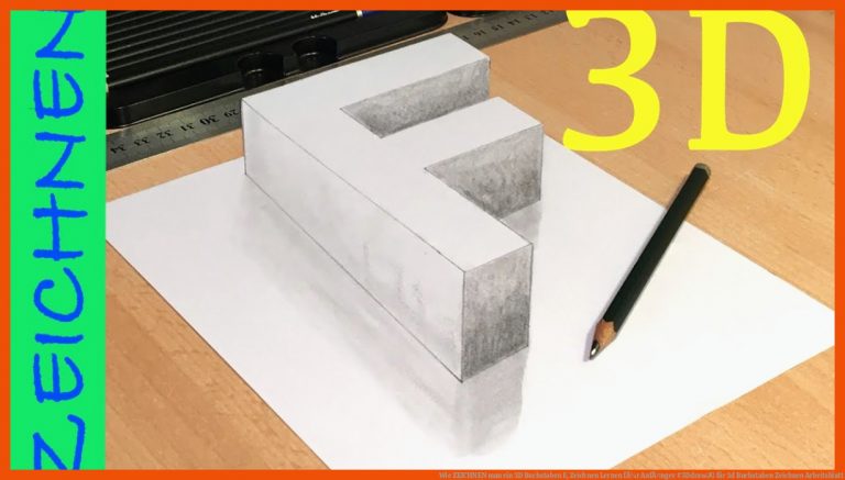Wie ZEICHNEN man ein 3D Buchstaben F, Zeichnen Lernen fÃ¼r AnfÃ¤nger #3DdrawJG für 3d buchstaben zeichnen arbeitsblatt