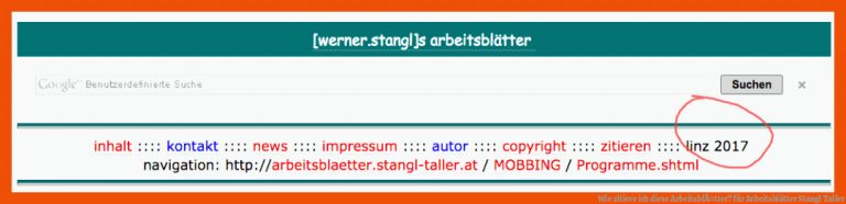 Wie zitiere ich diese ArbeitsblÃ¤tter? für arbeitsblätter stangl taller