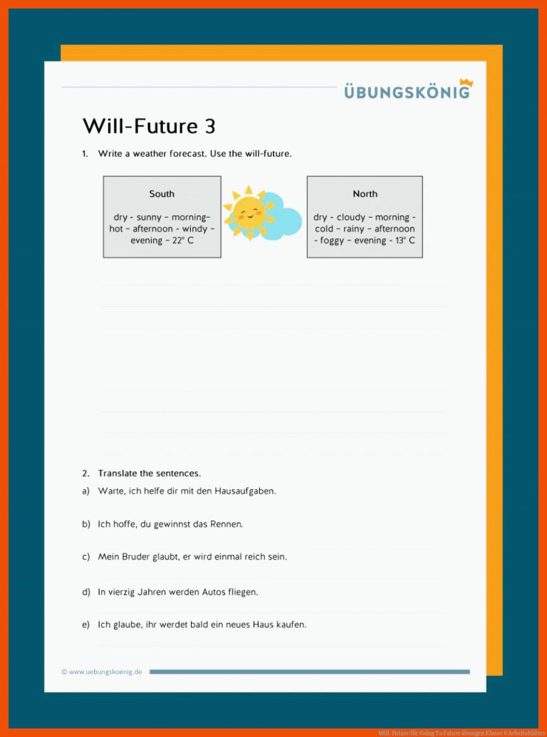 Will-Future für going to future übungen klasse 6 arbeitsblätter