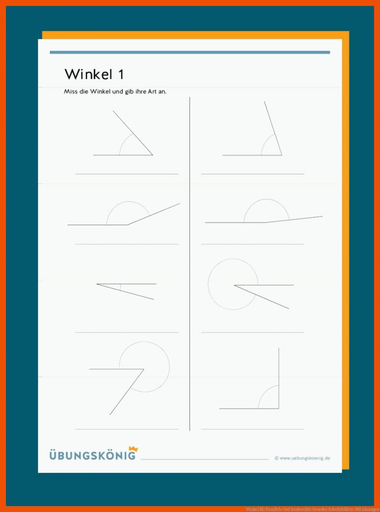 Winkel Fuer Parallele Und Senkrechte Geraden Arbeitsblätter Mit Lösungen