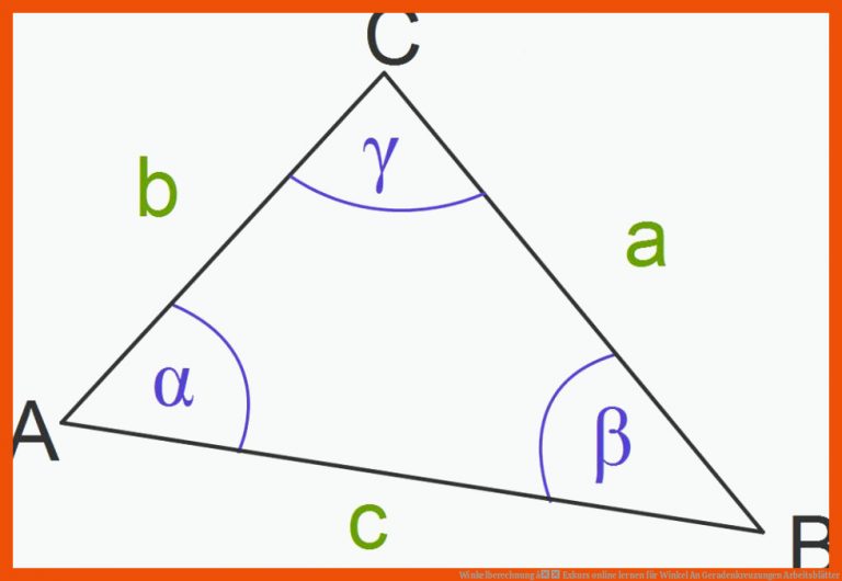 Winkelberechnung â Exkurs Online Lernen Fuer Winkel An Geradenkreuzungen Arbeitsblätter