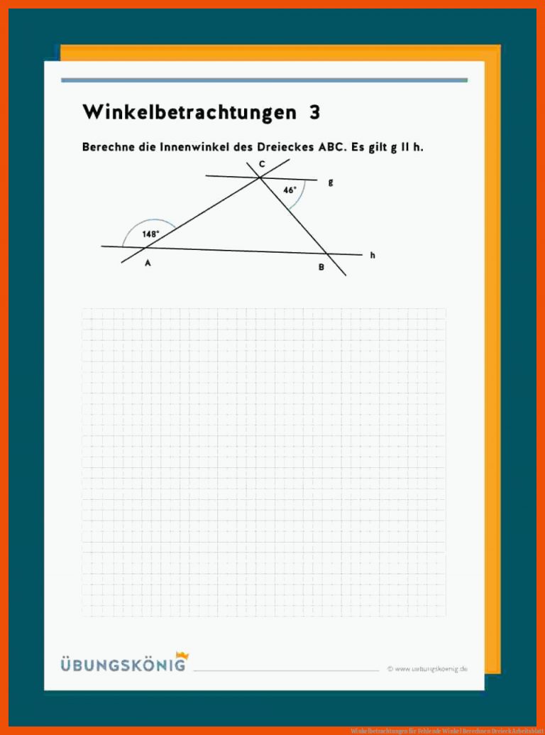 Winkelbetrachtungen Fuer Fehlende Winkel Berechnen Dreieck Arbeitsblatt
