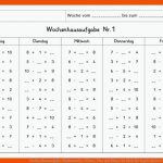 Wochenhausaufgabe Mathematik, 1.klasse, Plus Und Minus Im Zr10 Fuer Kopfrechnen 1 Klasse Arbeitsblätter