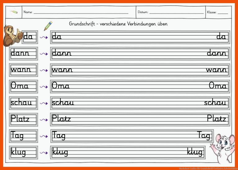 Worksheet Crafter für grundschrift verbinden arbeitsblätter