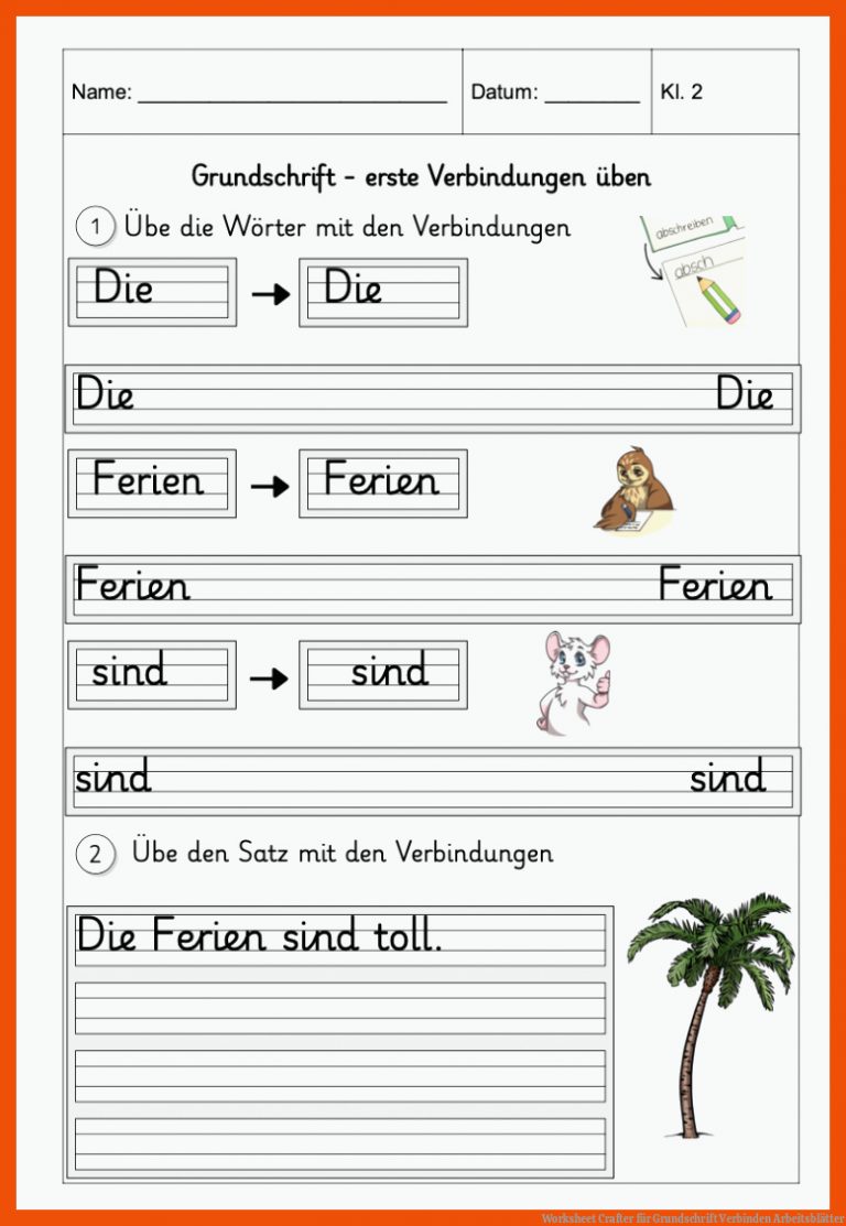 Worksheet Crafter für grundschrift verbinden arbeitsblätter