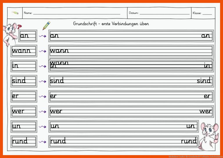 Worksheet Crafter für grundschrift verbinden arbeitsblätter