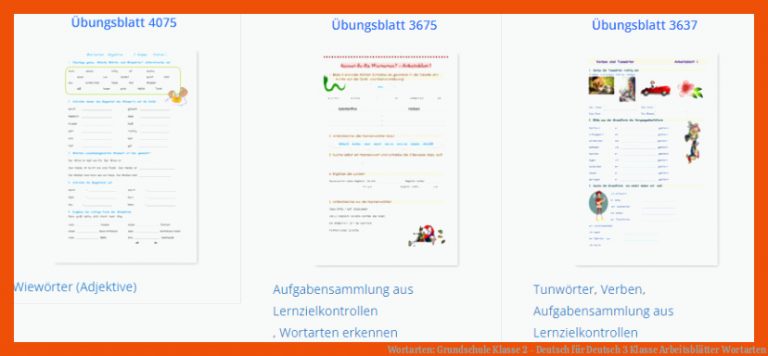 Wortarten: Grundschule Klasse 2 - Deutsch für deutsch 3 klasse arbeitsblätter wortarten