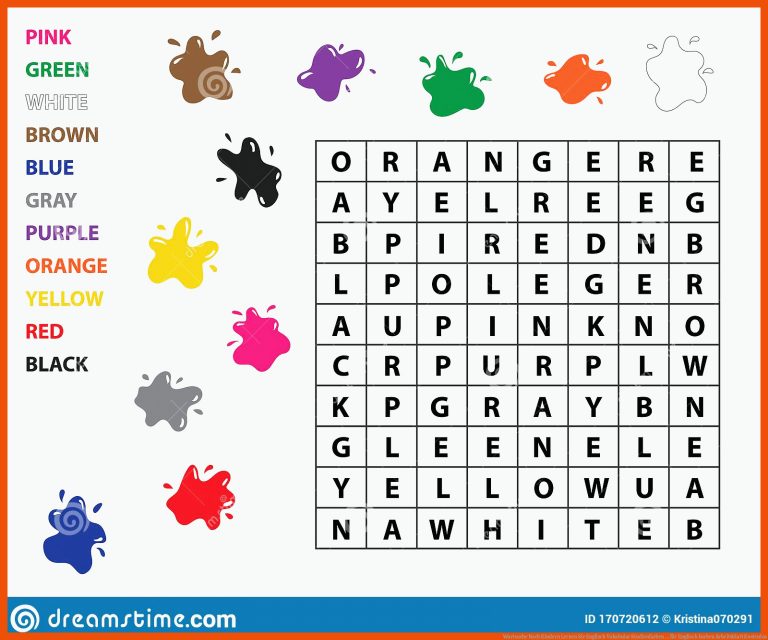 Wortsuche Nach Kindern Lernen Sie Englisch Vokabular Studienfarben ... für englisch farben arbeitsblatt kostenlos