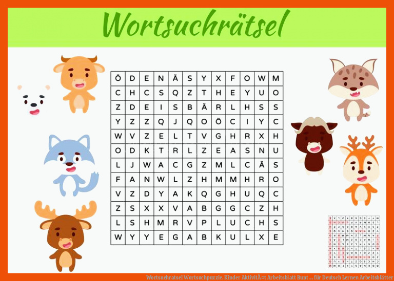 Wortsuchratsel Wortsuchpuzzle. Kinder AktivitÃ¤t Arbeitsblatt Bunt ... für deutsch lernen arbeitsblätter