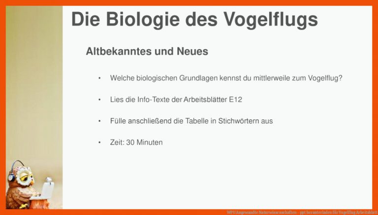 WPU Angewandte Naturwissenschaften - ppt herunterladen für vogelflug arbeitsblatt