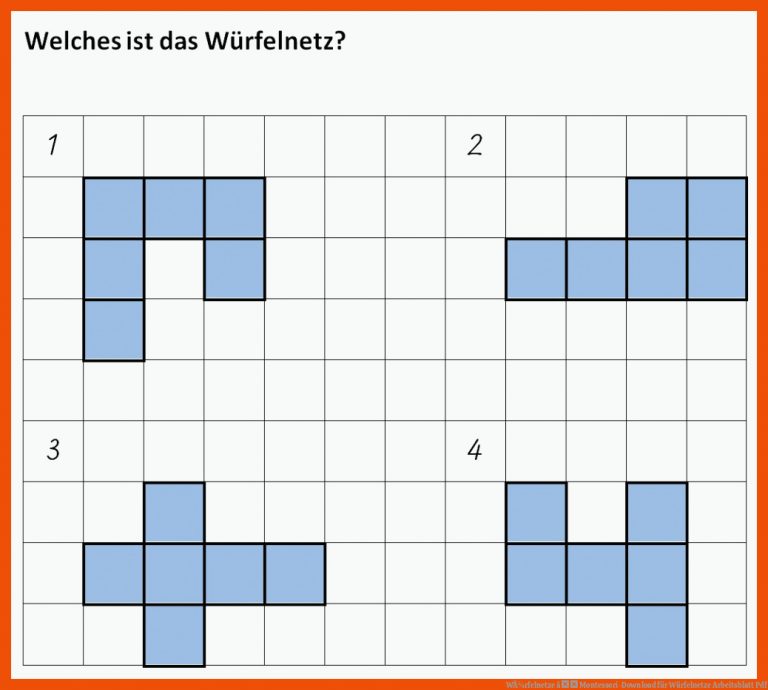 WÃ¼rfelnetze â Montessori-download Fuer Würfelnetze Arbeitsblatt Pdf