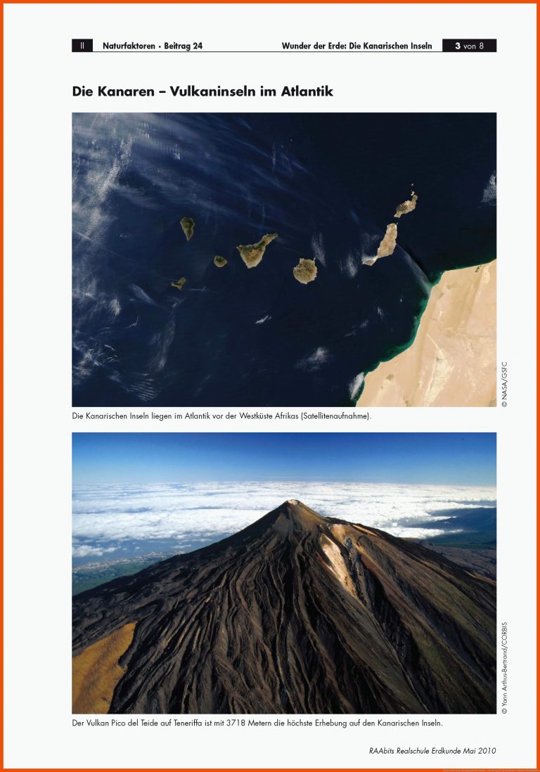 Wunder der Erde: Die Kanarischen Inseln - ein Hot Spot? für erdkunde vulkane arbeitsblätter