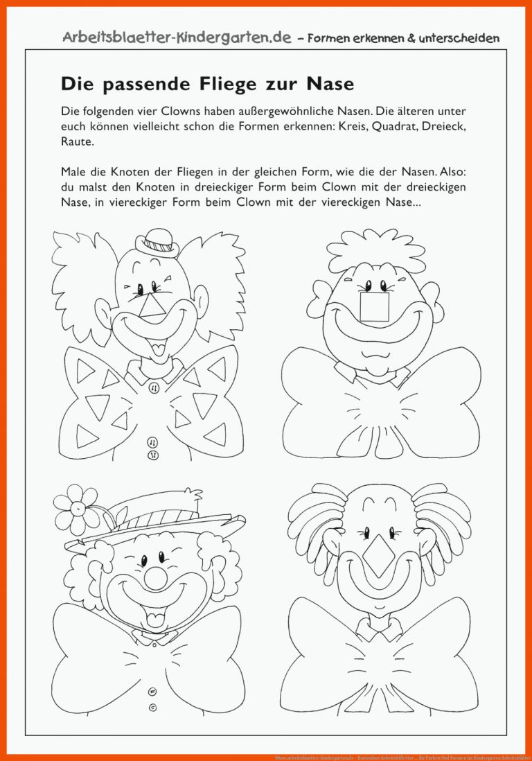 Www.arbeitsblaetter-kindergarten.de - Kostenlose ArbeitsblÃ¤tter ... für farben und formen im kindergarten arbeitsblätter