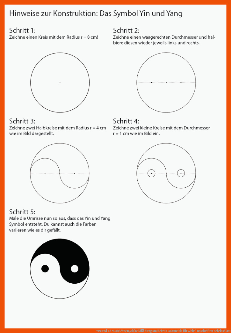 YIN und YANG zeichnen, Zirkel Ãbung | Mathefritz Geometrie für zirkel beschriften arbeitsblatt