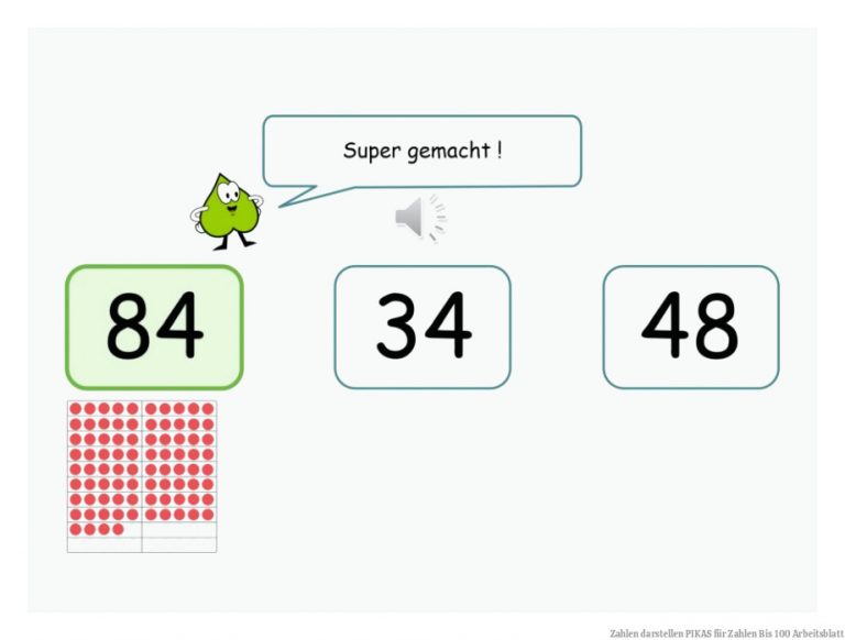 Zahlen darstellen | PIKAS für Zahlen Bis 100 Arbeitsblatt
