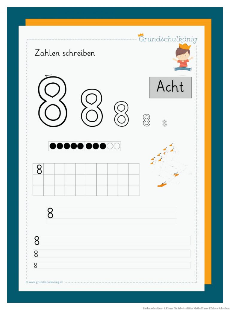 Zahlen schreiben - 1. Klasse für Arbeitsblätter Mathe Klasse 1 Zahlen Schreiben