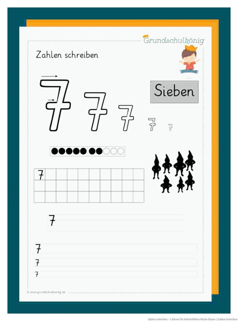 Zahlen schreiben - 1. Klasse für Arbeitsblätter Mathe Klasse 1 Zahlen Schreiben