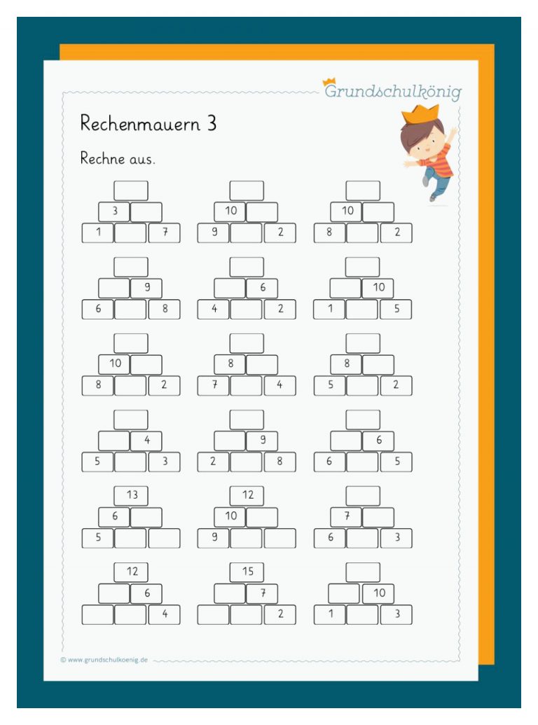 Zahlenmauern Fuer Zahlenmauern 3. Klasse Arbeitsblätter Bis 1000