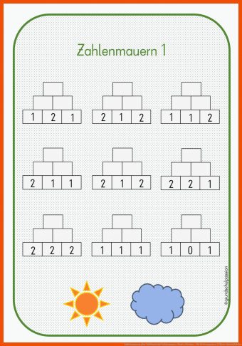 10 Rechenmauern 1 Klasse Arbeitsblätter - Mathe Arbeitsblätter