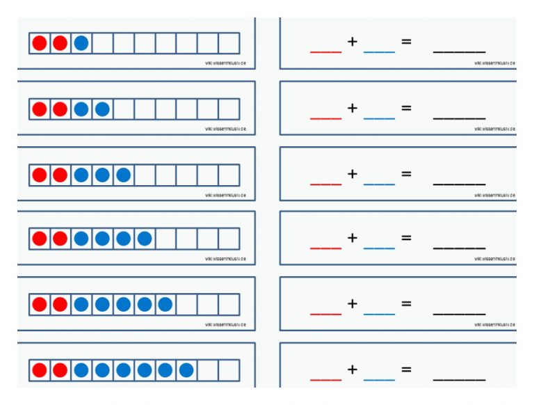 Zahlenraum 10 (zr10) Addition Im Punktefeld - ÃbungsblÃ¤tter Fuer Arbeitsblätter Zahlenraum 10