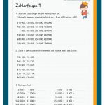 Zahlenreihen/ Zahlenfolgen Im Zahlenraum 1 000 000 Fuer Zahlenfolgen 5. Klasse Arbeitsblätter