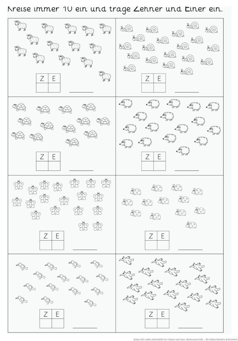 Zehner bÃ¼ndeln ArbeitsblÃ¤tter | Zehner und einer, Matheunterricht ... für Zahlen Bündeln Arbeitsblatt