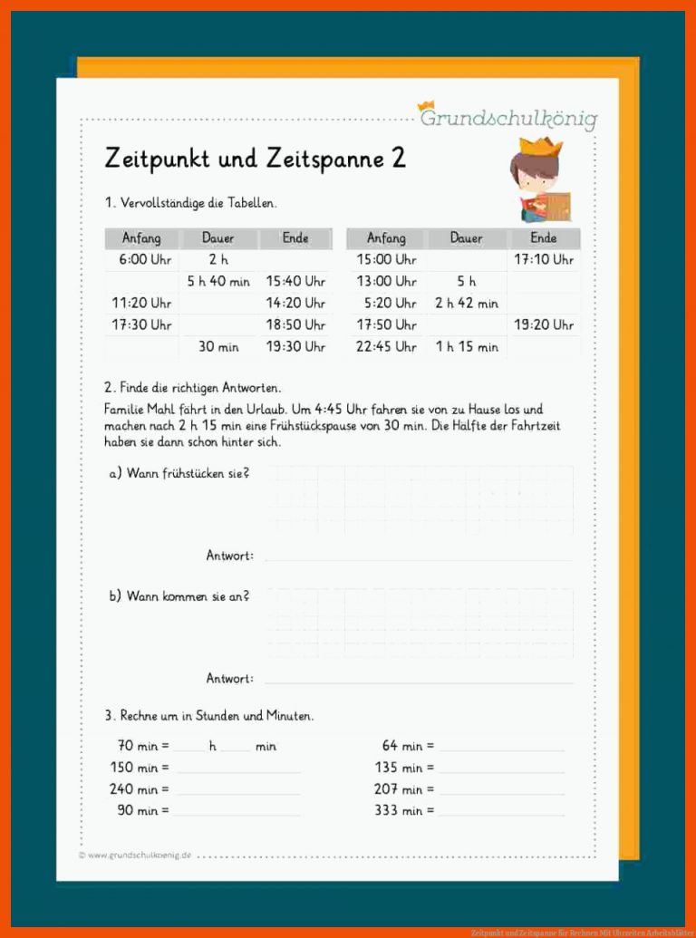 Zeitpunkt und Zeitspanne für rechnen mit uhrzeiten arbeitsblätter