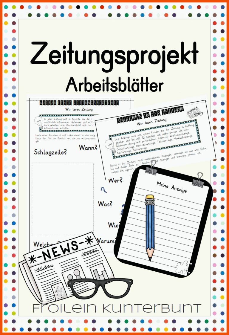Zeitungsprojekt ArbeitsblÃ¤tter | Deutsch unterricht, W-fragen ... für zeitung in der schule arbeitsblätter