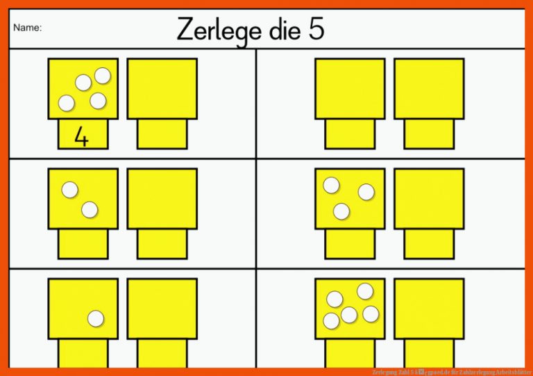 Zerlegung Zahl 5 â¢ gpaed.de für zahlzerlegung arbeitsblätter