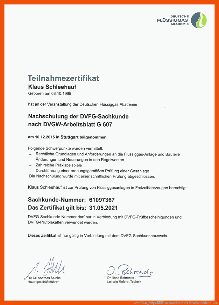 Zertifikat_dvfg â KS-Tauchtechnik für arbeitsblatt g 607