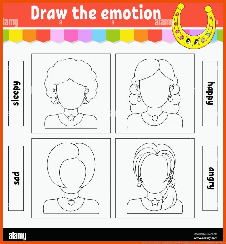 Ziehen Sie die Emotionen. Arbeitsblatt VervollstÃ¤ndigen Sie das ... für gefühle erkennen arbeitsblatt