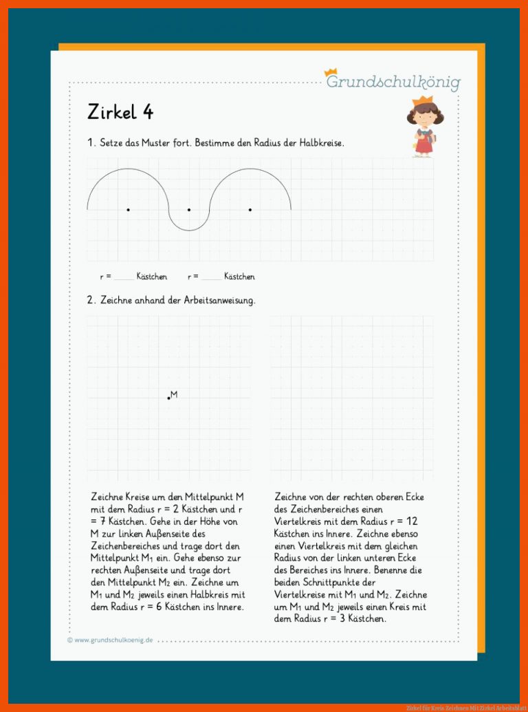 Zirkel für kreis zeichnen mit zirkel arbeitsblatt